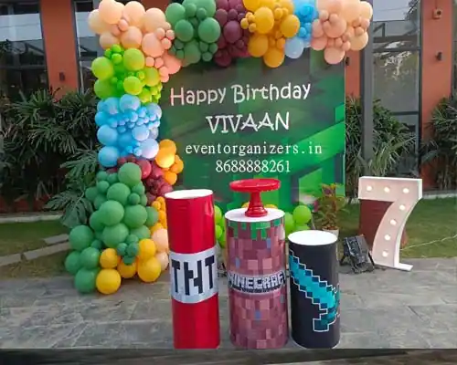 mine craft theme birthday Decorations in Hyderabad